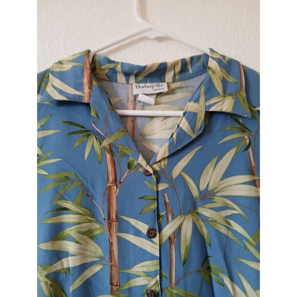 Set 2 Vintage Womens Hawaiian Shirt Bishop St Apparel Blue Green Medium Trópical - Picture 15 of 16
